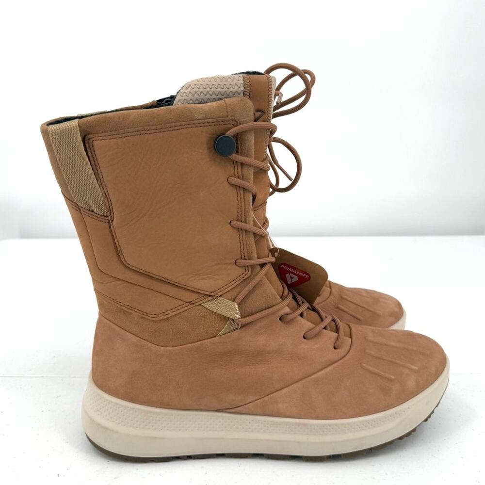 NWT Ecco Women's Tan Solice Leather Cashmere Insulated High Boots Size 39